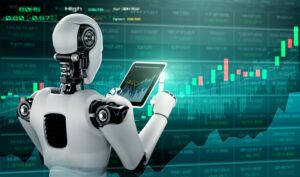 financial technology controlled by AI robot using machine learning